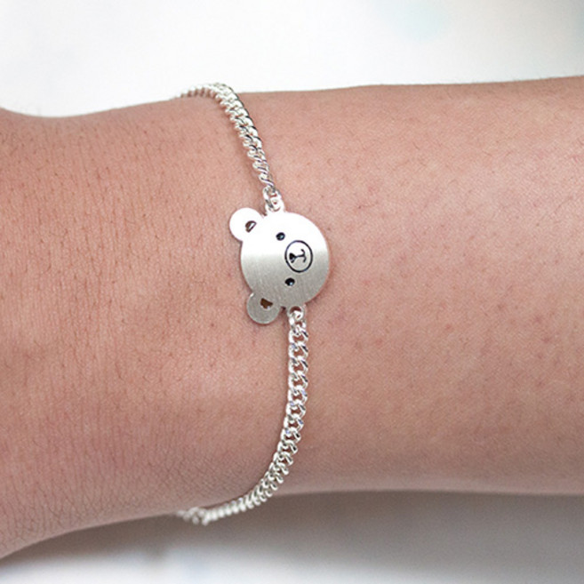 르클레보 아기곰돌이 미아방지 유아동 실버팔찌/SB9373