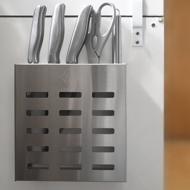 에브리윅 부착형 올스텐 304 라운드 모서리 주방 칼꽂이, 실버, 1개