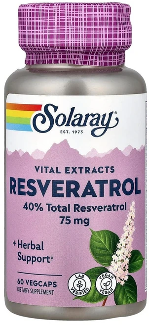 솔라레이 필수 추출물 레스베라트롤 75mg 베지 캡슐 60정, SOR10348, 1개 - 쿠팡