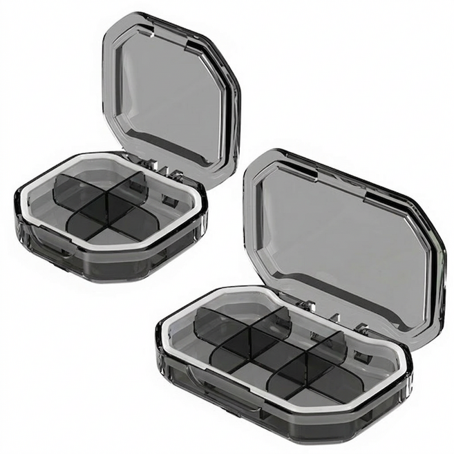 휴대용케이스 4칸+6칸 세트 알약케이스 약통, 1세트, 투명그레이