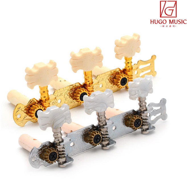 위고뮤직 클래식 헤드머신(플라워) 골드 실버 기타부품 튜닝, 골드-좌, 1개