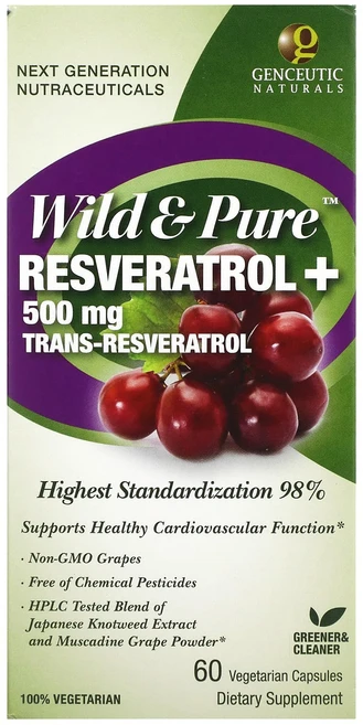 젠수틱내추럴 Wild Pure 레스베라트롤 플러스 500mg 베지캡슐 60정, 60회분, 1세트 - 쿠팡