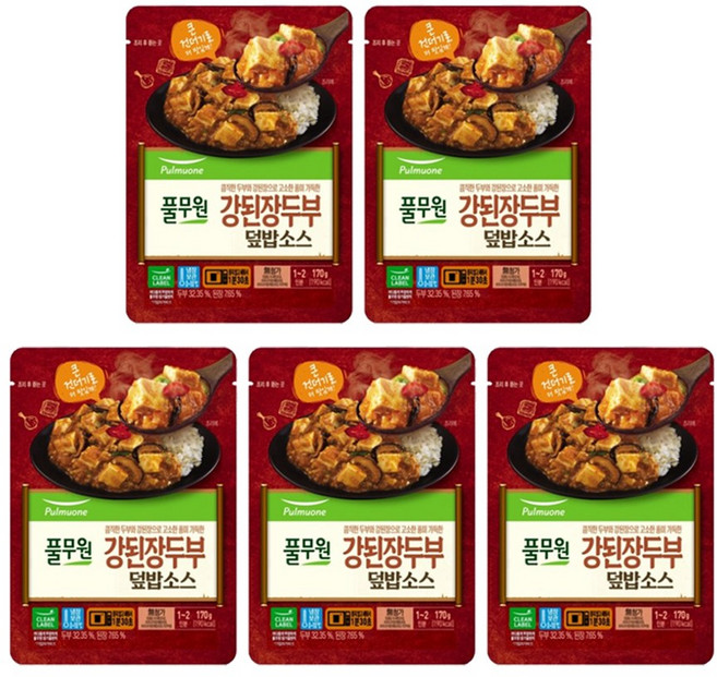 풀무원 강된장두부 덮밥소스 (1~2인) 170g 5개