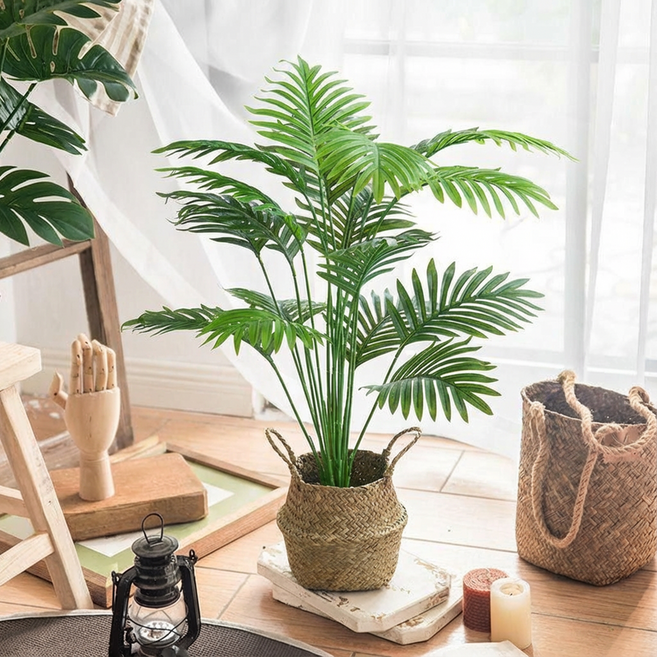 그린 오피스 데스크톱 시뮬레이션 인테리어 화분 식물, 1개, 야자수(높이 약 80CM)