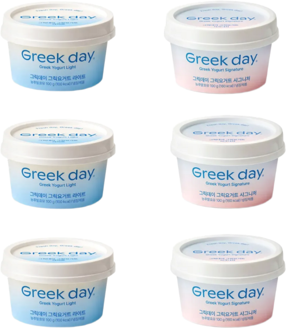 핫딜 그릭데이 그릭요거트 시그니처 라이트 총6개입 세트, 100g, 6개