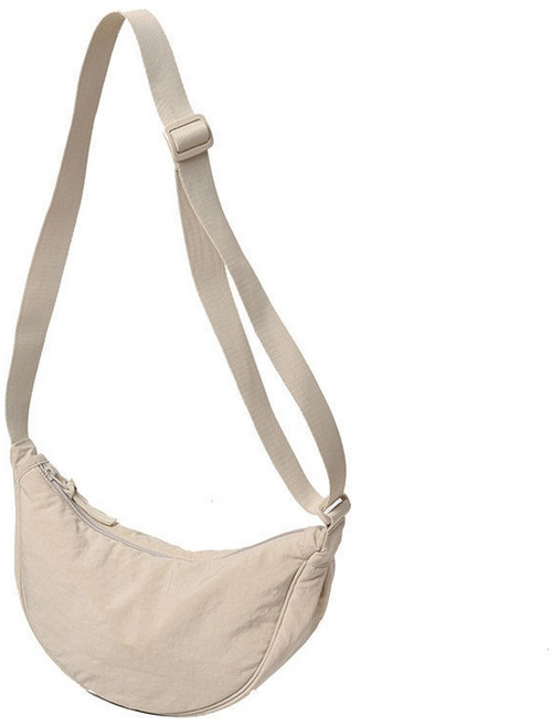 半月斜背包 多色可選 輕巧方便 日常百搭, 米色
