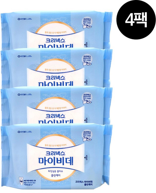마이비데 화장실용 물티슈, 110g, 46매, 4개