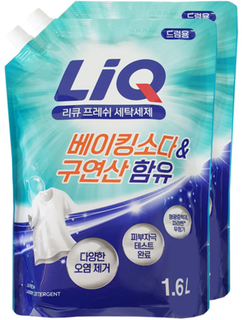 애경 리큐 프레쉬 액체세제 드럼용 1.6L+1.6L, 2개, 1.6L