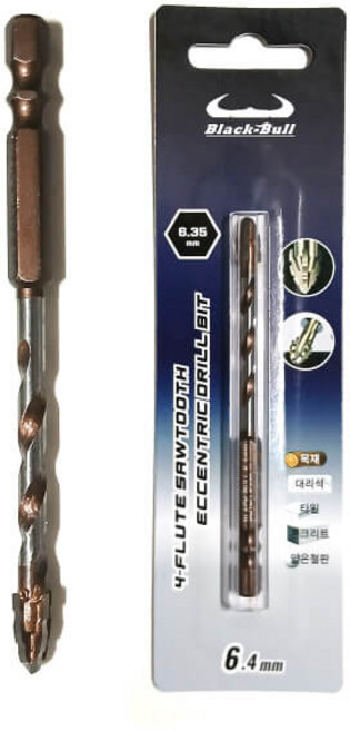 멀티 화살 타일 기리 4날 6.4mm 탭 드릴 비트 목재 콘크리트 철판 기리 콘기리, 1개