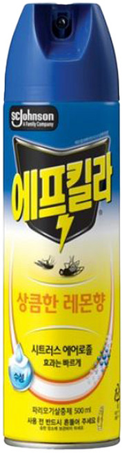 에프킬라 에어로졸 모기 살충제 상큼한 레몬향, 1개, 500ml