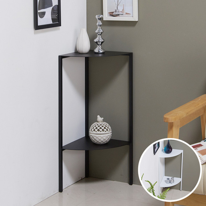 삼각 모서리 철제 콘솔테이블, 블랙