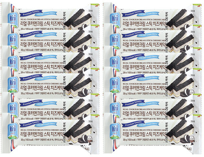 [냉동]끼리 리얼스틱 치즈케익 30g 쿠키앤크림 16개