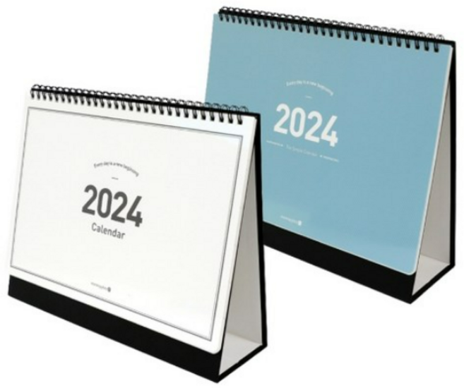 모닝글로리 5500 2024 모닝 스탠딩 캘린더 2종 세트, 화이트 + 블루, 1세트