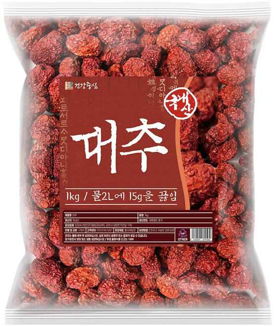 건강중심 국산 말린 대추 건대추, 1개, 1kg