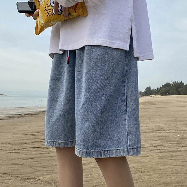 벨베스 남자 와이드 밴딩 5부 청 반바지