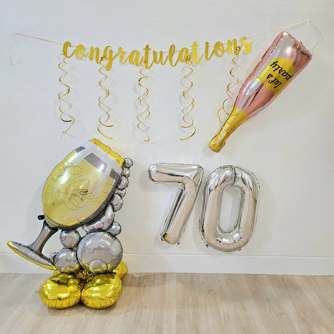 [일산금손맘] 생일 파티 졸업 환갑 칠순 팔순 축하 대형 풍선 샴페인 가랜드 장식 세트 손펌프증정, 단일, 1개, 3번칠순