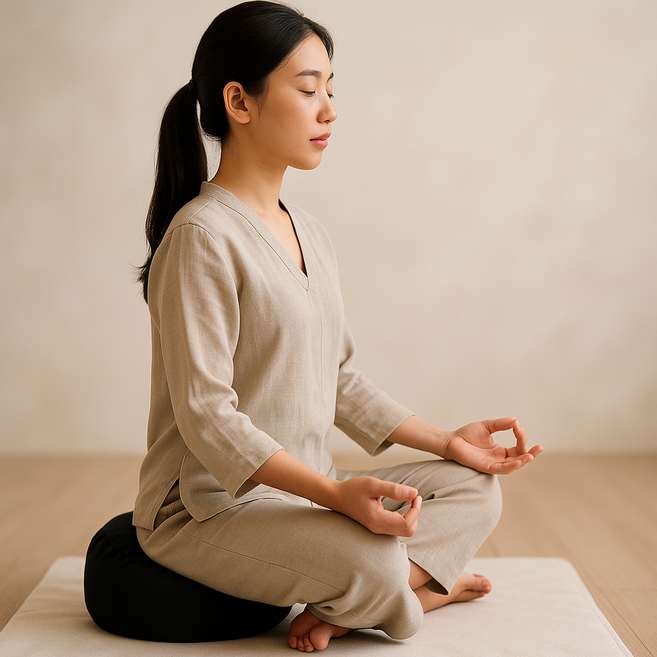 국산 명상 요가 기도 쿠션 자푸 방석(원형 물세탁 메밀껍질 충전재)