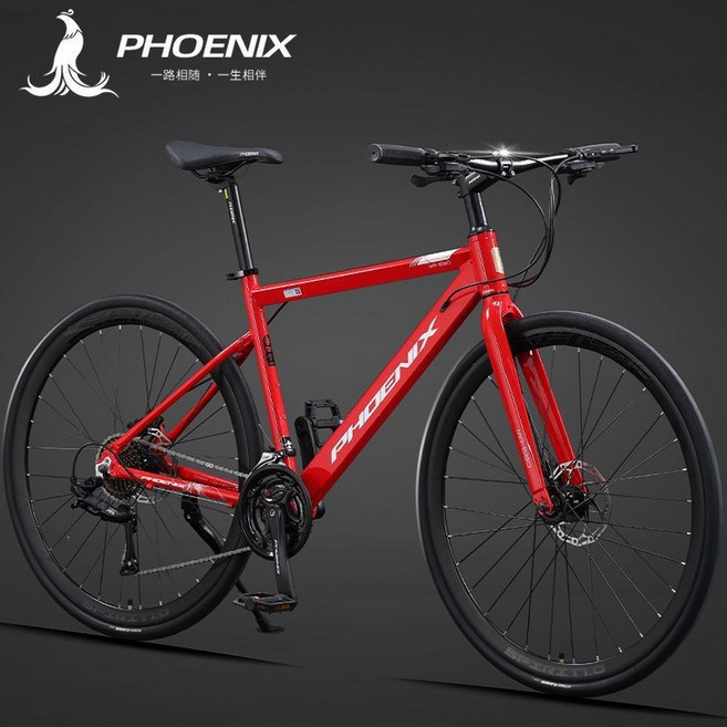 PHOENIX 鋁合金公路自行車 700C 油壓碟煞 變速, 1個, MR580-直平把中國紅-加寬鋁架-油剎,27速 【直把款】藍圖A5套件700C