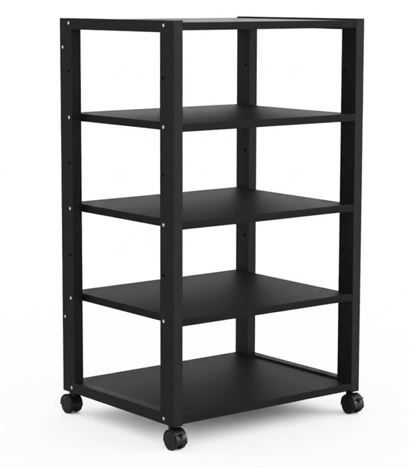 오디오 선반 수납장 이동식 앰프 랙 포로젝터 홈시어터 선반 CD 노래방 콘솔 음향기 철제 다이, 블랙 5단 간격 18cm