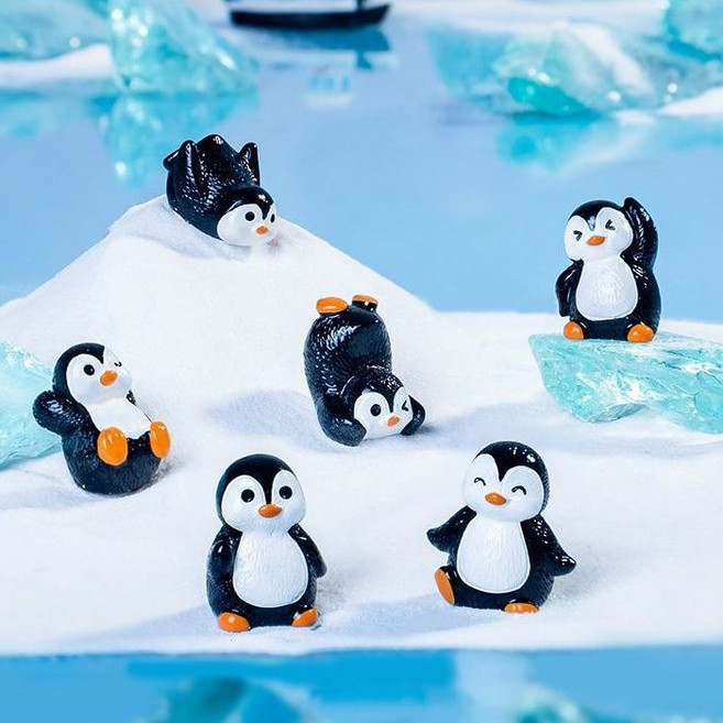 귀여운 펭귄 피겨 미니 피규어 6종 세트 미니어처 경관 조경 피겨, 6종 스타일 세트
