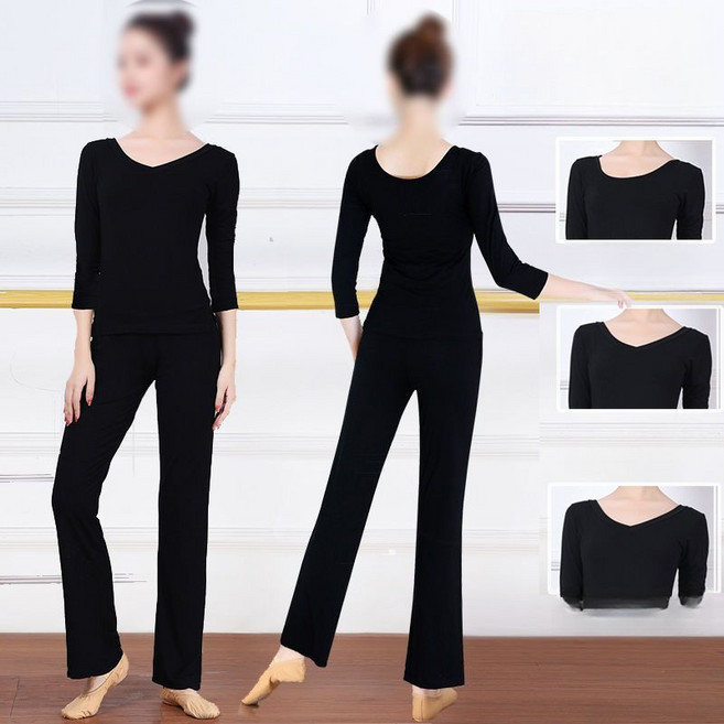 연영과 입시복 라운드넥 티셔츠 입시 의상 예고 바지, 앞뒤 라운드넥 중간소매 블랙+팬츠