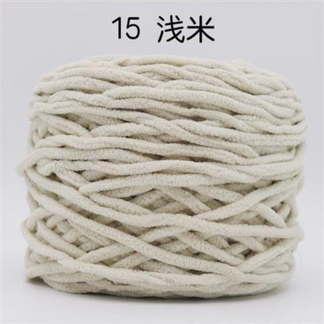 good 團冰條線鉤拖鞋勾鞋坐墊手工編織圍巾柔軟粗毛線團, 15淺米, 1個