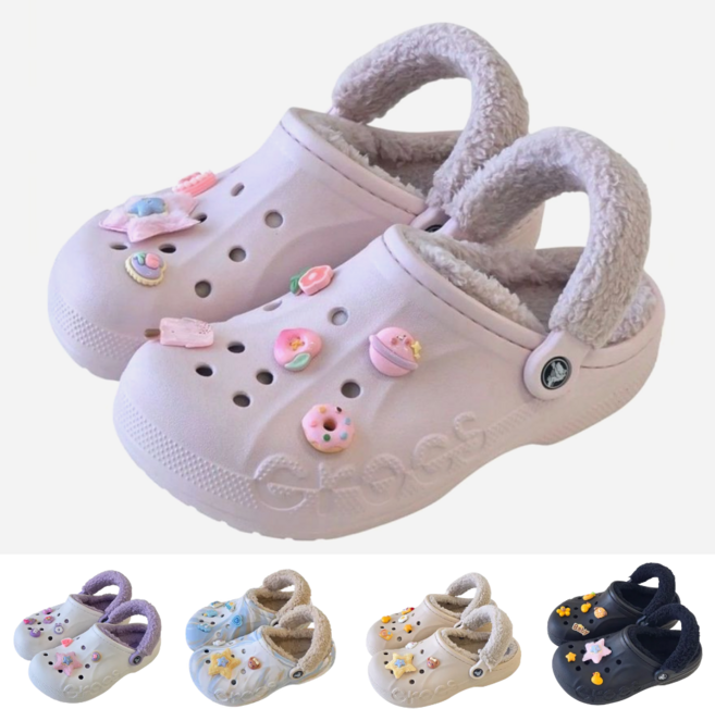 [국내정품] 털 크록스 바야 라인드 퍼즈 스트랩 클로그 겨울용 + 어센시아 신발 악세사리