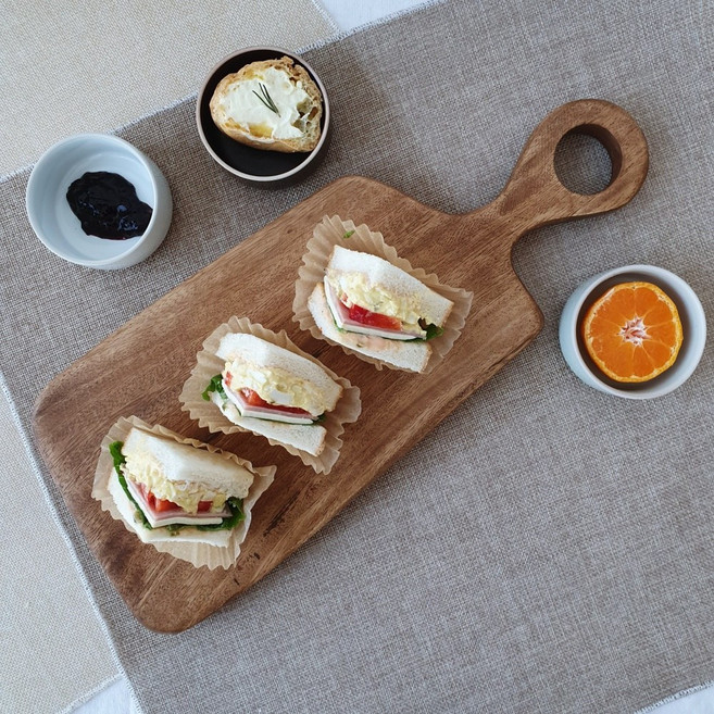 원목도마 원형나무도마 치즈플레이팅도마 서빙보드 티크 아카시아 스테이크, 소스볼 3종, 1개