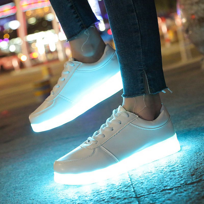 usb충전 LED 신발 조명 클럽 공연신발 댄스 신발끈 셔플 운동화 실버 35
