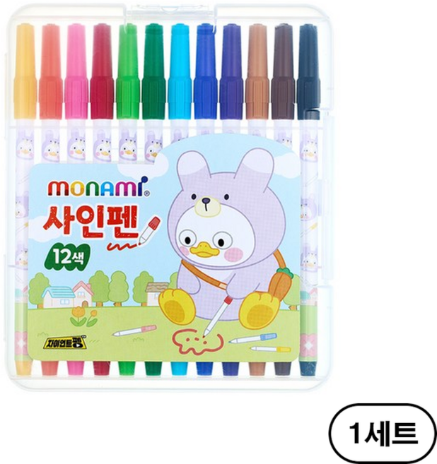 모나미 펭수 사인펜 12색 세트, 혼합색상, 1세트