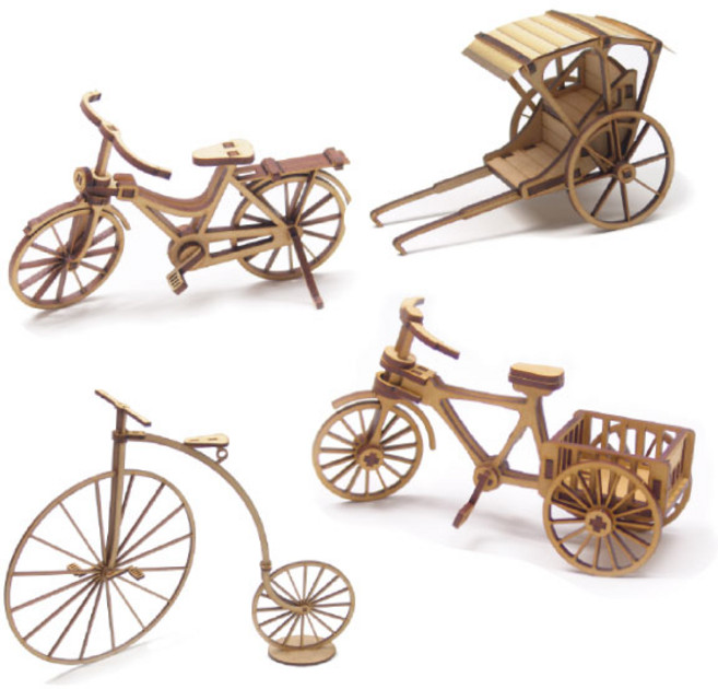 마이즈/나무 조립 모형 공예/자전거 5종 중, 클래식자전거 / VE-04, 1개