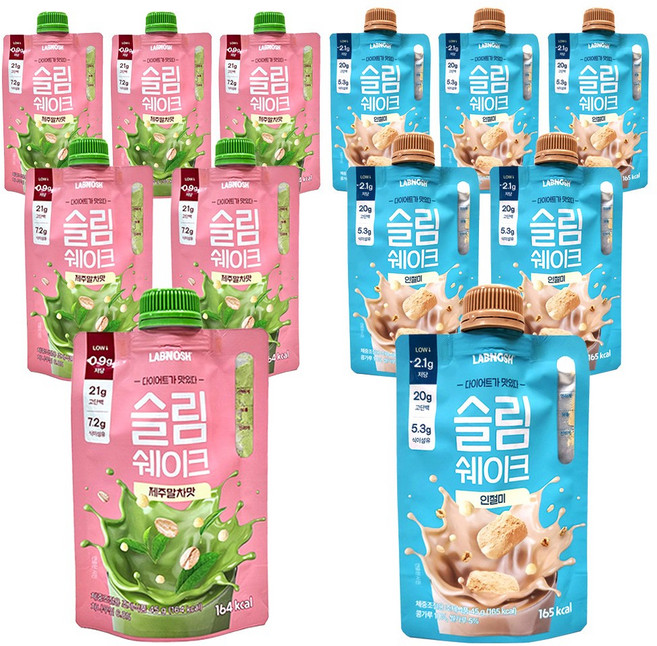 랩노쉬 슬림쉐이크 인절미맛 + 제주말차맛, 45g, 12개