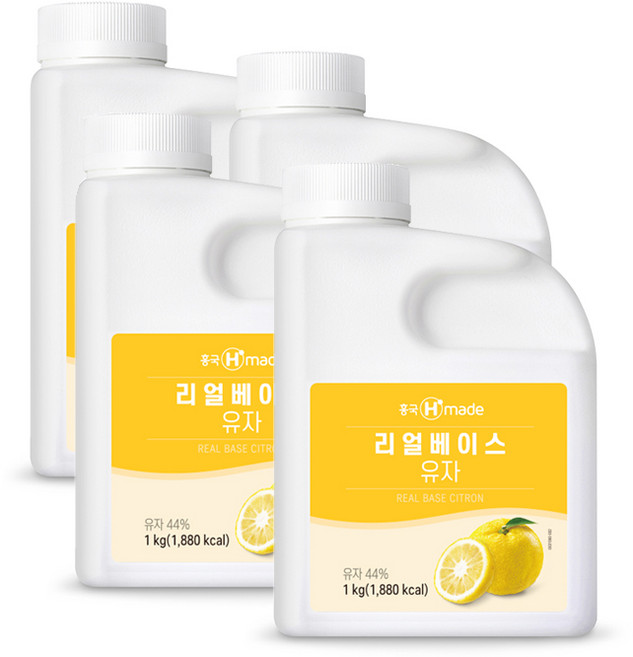 흥국 냉장 Hmade 리얼베이스 유자베이스 1kg, 4개