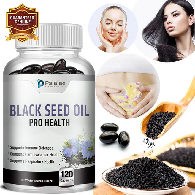 블랙 시드 오일 500mg - 100% 순수 냉압착 니겔라 사티바 블랙 커민 씨 오일, 2개, 120정