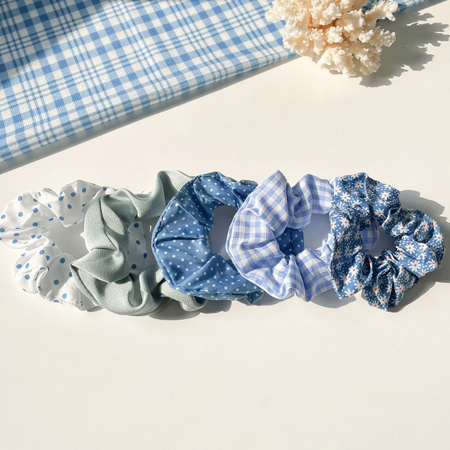 블루밍 패턴 스크런치 곱창밴드 5color 1set