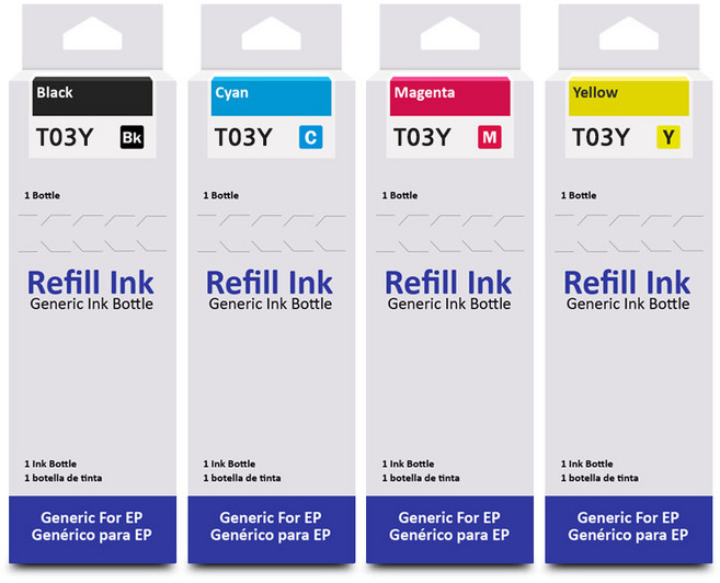 잉크다파라 엡손 호환잉크 T03Y 세트, 1세트, 검정+파랑+빨강+노랑4색