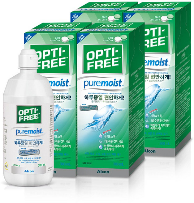 옵티프리 퓨어모이스트 렌즈 세정액 세트, 300ml, 4개