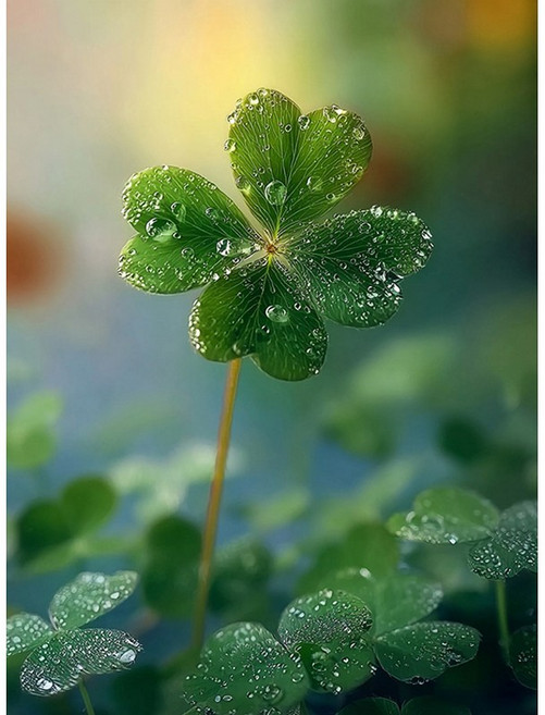 뉴타임즈 보석 자수 캔버스 타입 40X50cm 액자 포함 다이아몬드 그림 홈 인테리어 수공예 애호가 풍경화 동식물 특별한 선물, 1개, 네잎클로버 00391