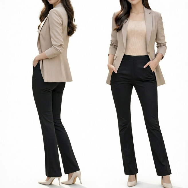 2장[GTM] 국내제작 여성나팔바지 매일 입고싶은 데일리 밴딩 슬랙스 오피스룩 슬림 부츠컷 스판 팬츠