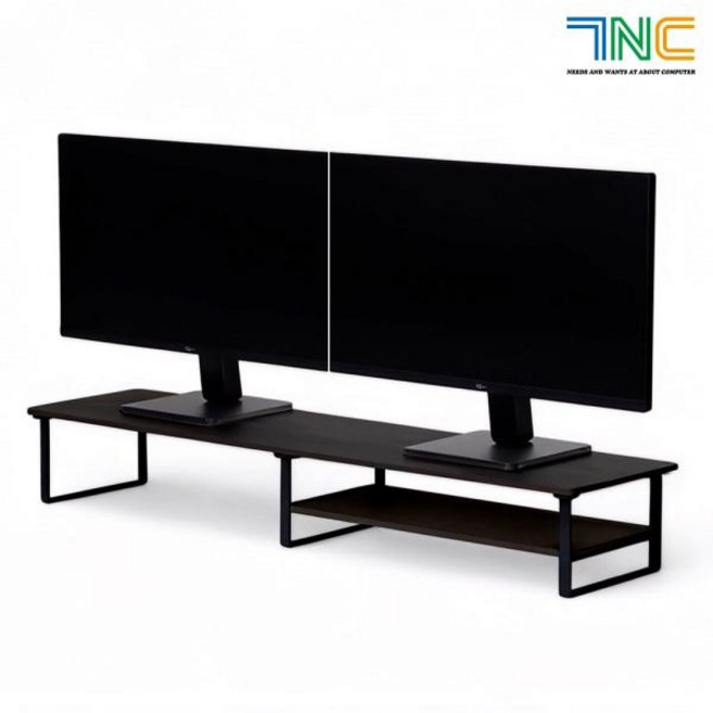 듀얼 모니터 받침대 스탠드 블랙 2단 높이 15cm, 1개