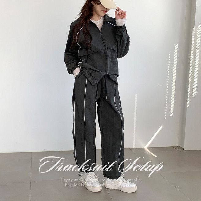 [순이야] S.여성 파이핑 아노락 집업 세트