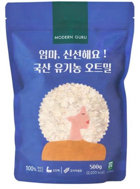 모던구루 엄마 신선해요 국산 유기농 오트밀, 500g, 1개