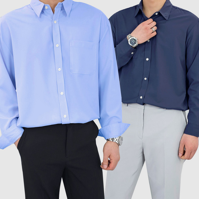 [1+1] 디알엠 남자 셔츠 오버핏 링클프리 구김없는 셔츠 빅사이즈 M~4XL