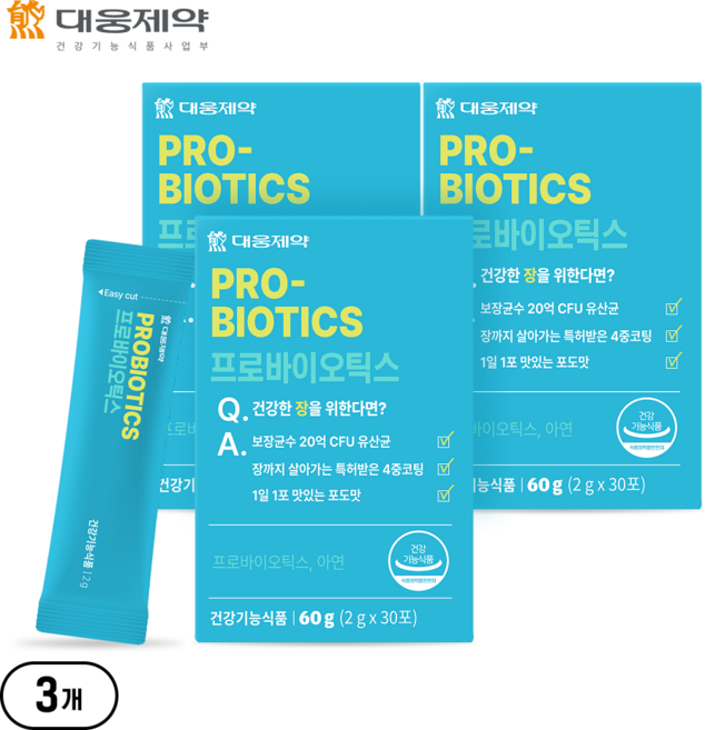 [유산균 장건강] 대웅제약 프로바이오틱스 유산균, 3개, 30회분