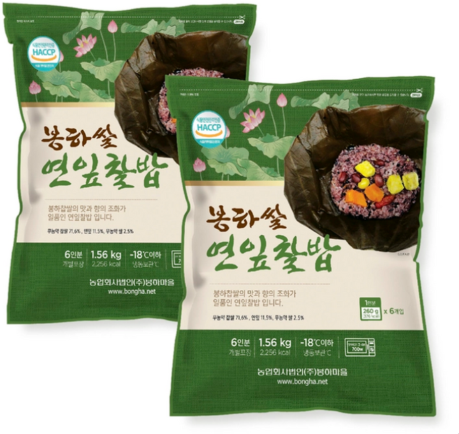 봉하쌀 연잎 찰밥 230g 국내산, 12개, 1.56kg