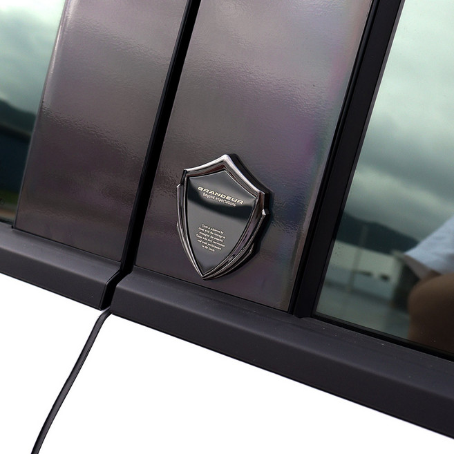 비브랜드(와이앤유)실내외 드레스업 로고 각인 뱃지 트렁크 B필러 도어라인 간편부착 엠블럼 몰딩 그랜저 호환, 블랙+골드