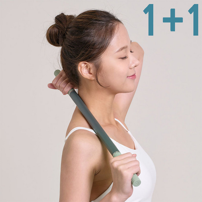 BIKASU 바디 라인 케어 근육 마사지 스틱 전신 마사지 마사지바 1+1, 그린, 1세트