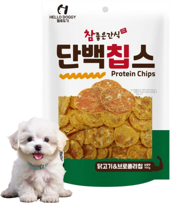 헬로도기 강아지 단백칩스 건조간식, 1개, 100g, 닭+브로콜리