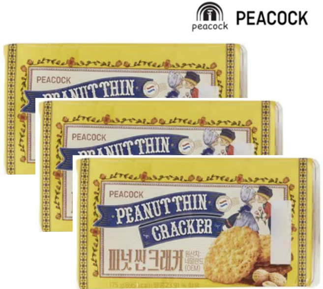 피코크 피넛씬 크래커, 3개, 175g