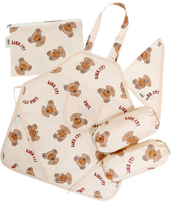 아이주 앞치마 4종셋트 앞치마 + 두건 + 토시 + 지퍼파우치